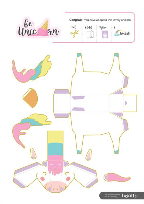 Printable 3d Unicorn Template